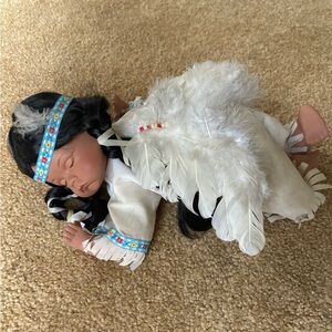 Vintage Goldenvale Native American Sleeping Baby Doll Porcelain
